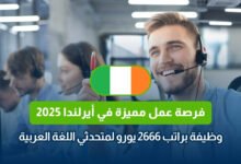 فرصة عمل مميزة في أيرلندا 2025: وظيفة براتب 2666 يورو لمتحدثي اللغة العربية